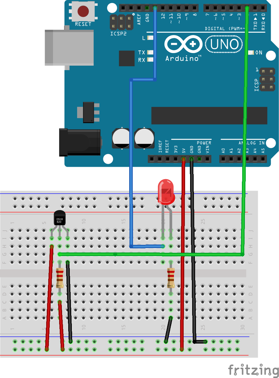 Arduino with DS18B20 and LED - DIY Electronics Project